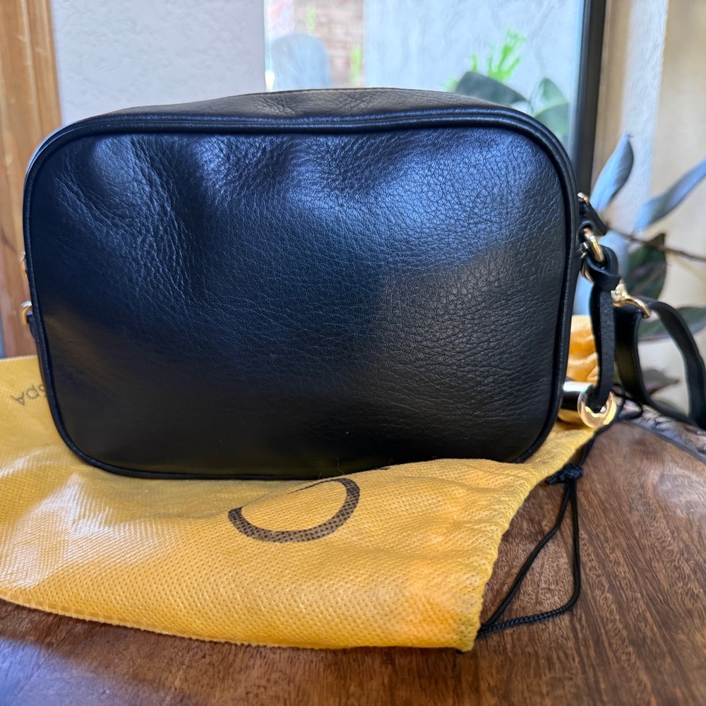 Valentino Black Leather Crossbody with Quilted V Motif - Picture 4 of 9